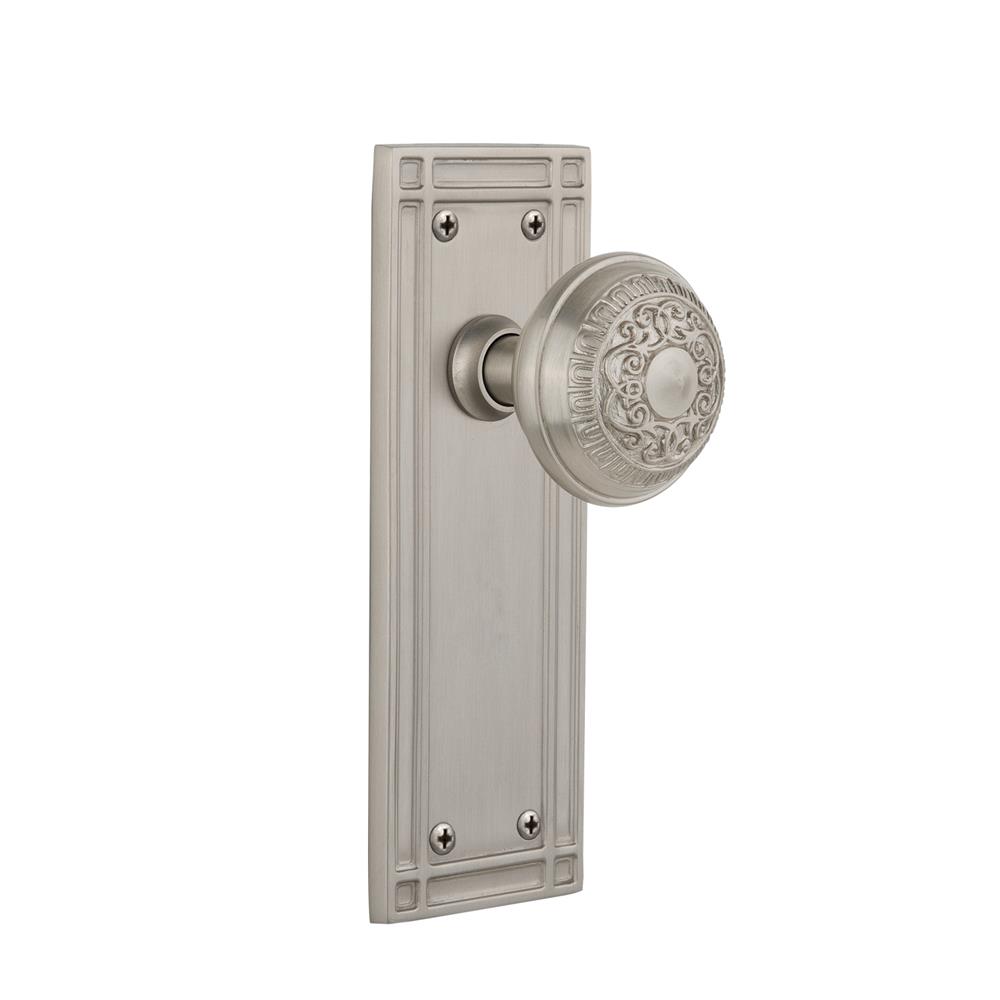 Nostalgic Warehouse MISEAD Privacy Knob Mission Plate with Egg and Dart Knob in Satin Nickel